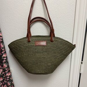 Sezane Justine Basket in Khaki Raffia
